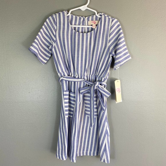 Gianni Bini Girl's Striped Linen Pocket Dress Size 4 - Picture 6 of 10